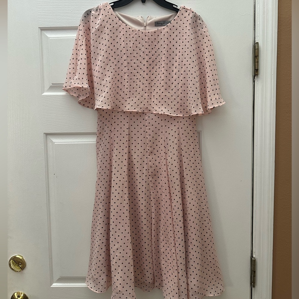Danny & Nicole Blush Dress with Black Dots